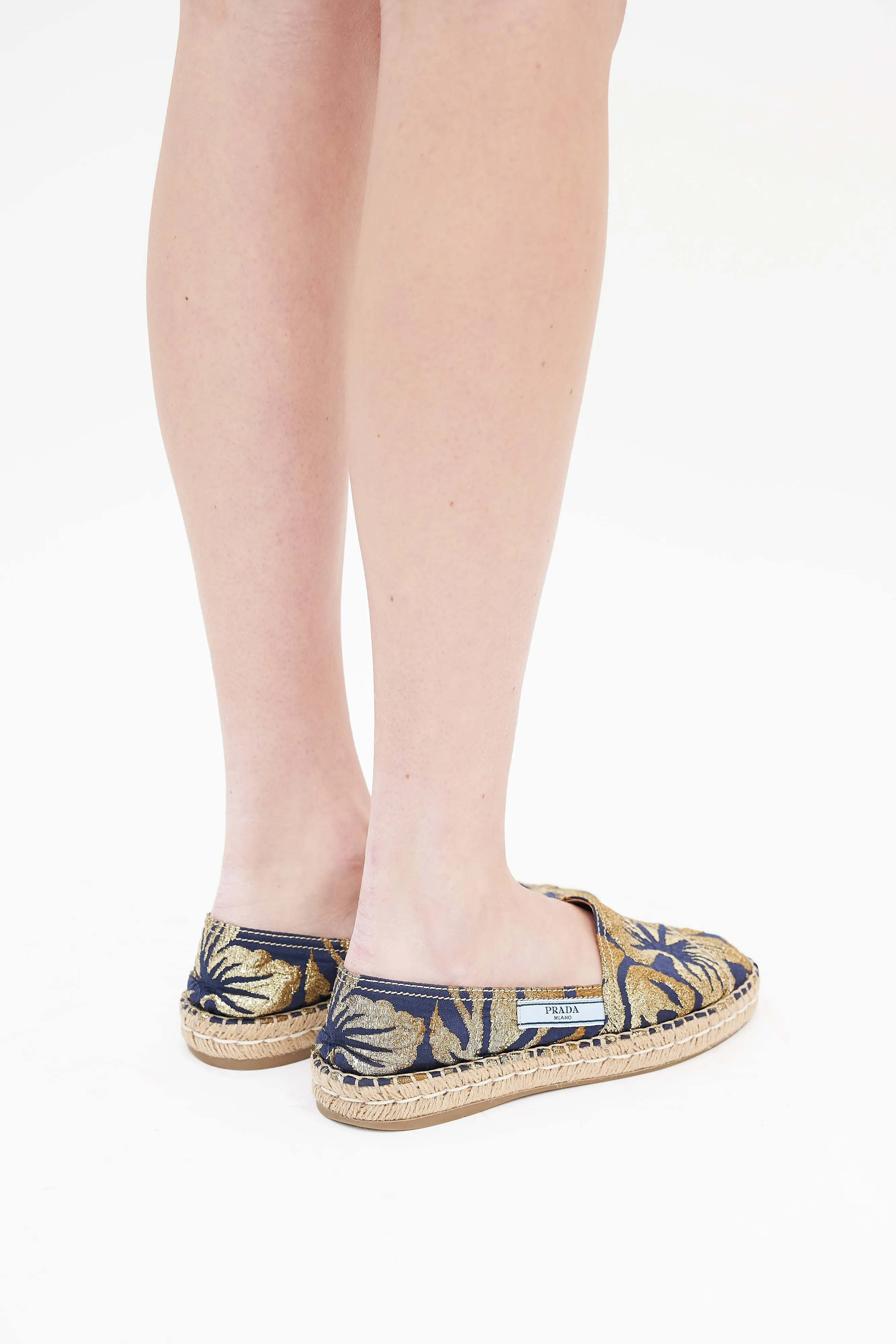 Navy & Gold Brocade Espadrille