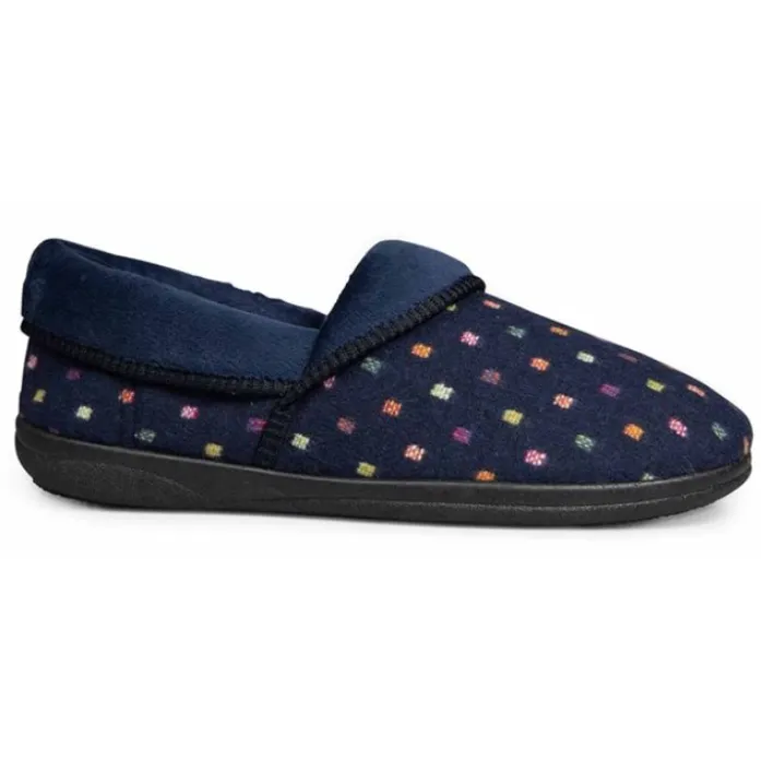 Padders Womens Slipper Mellow Navy Spot