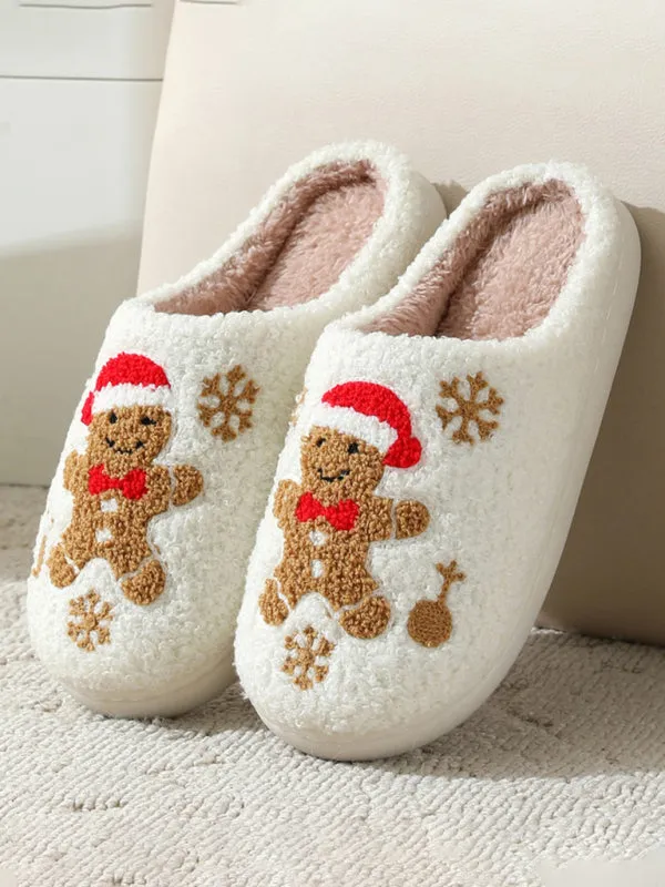 Plush Christmas Gingerbread Indoor Slippers