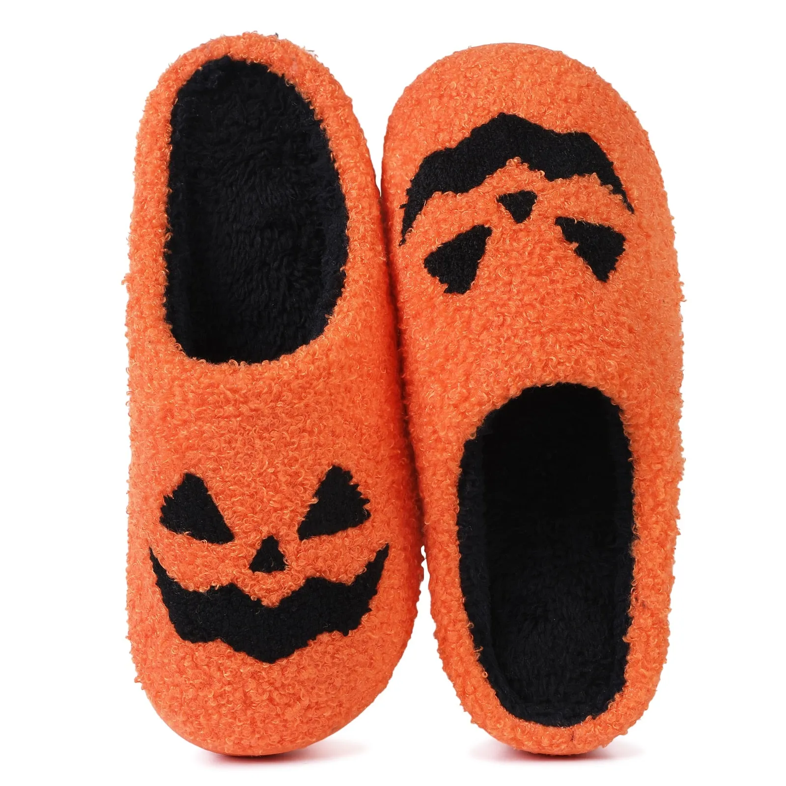 Purpdrank - Halloween Slippers Ghost Face Slippers Pumpkin Slippers Men Flat Soft Plush Cozy Indoor Fuzzy Women House Shoes Fashion Gift Hot