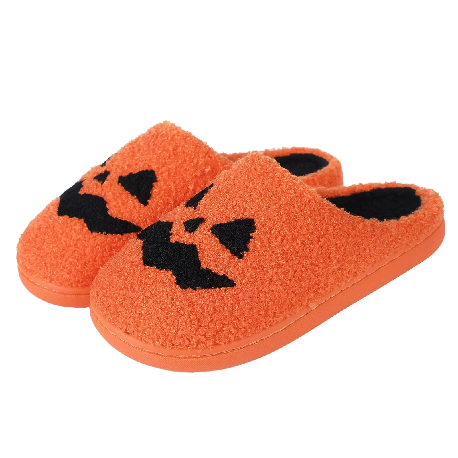 Purpdrank - Halloween Slippers Ghost Face Slippers Pumpkin Slippers Men Flat Soft Plush Cozy Indoor Fuzzy Women House Shoes Fashion Gift Hot