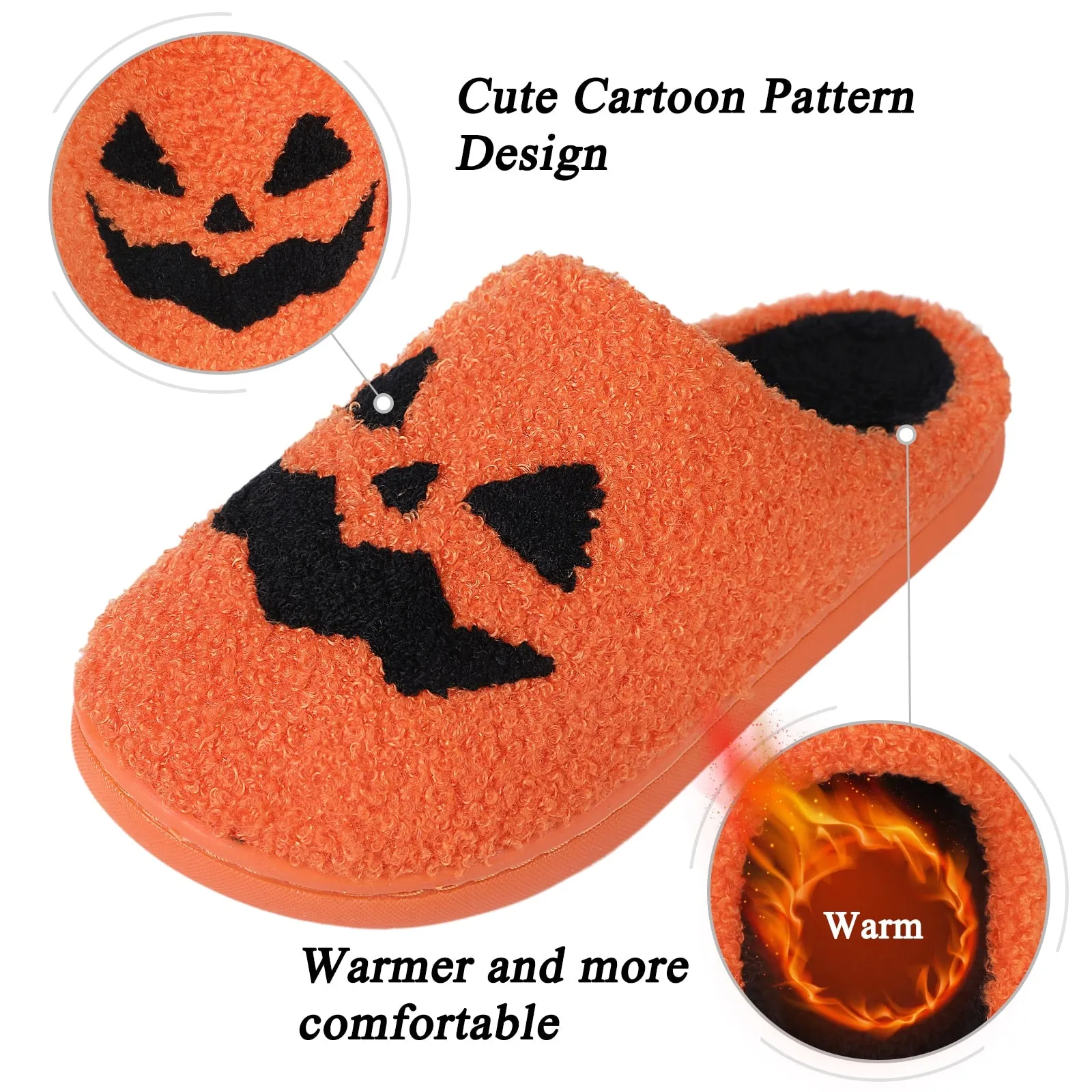 Purpdrank - Halloween Slippers Ghost Face Slippers Pumpkin Slippers Men Flat Soft Plush Cozy Indoor Fuzzy Women House Shoes Fashion Gift Hot