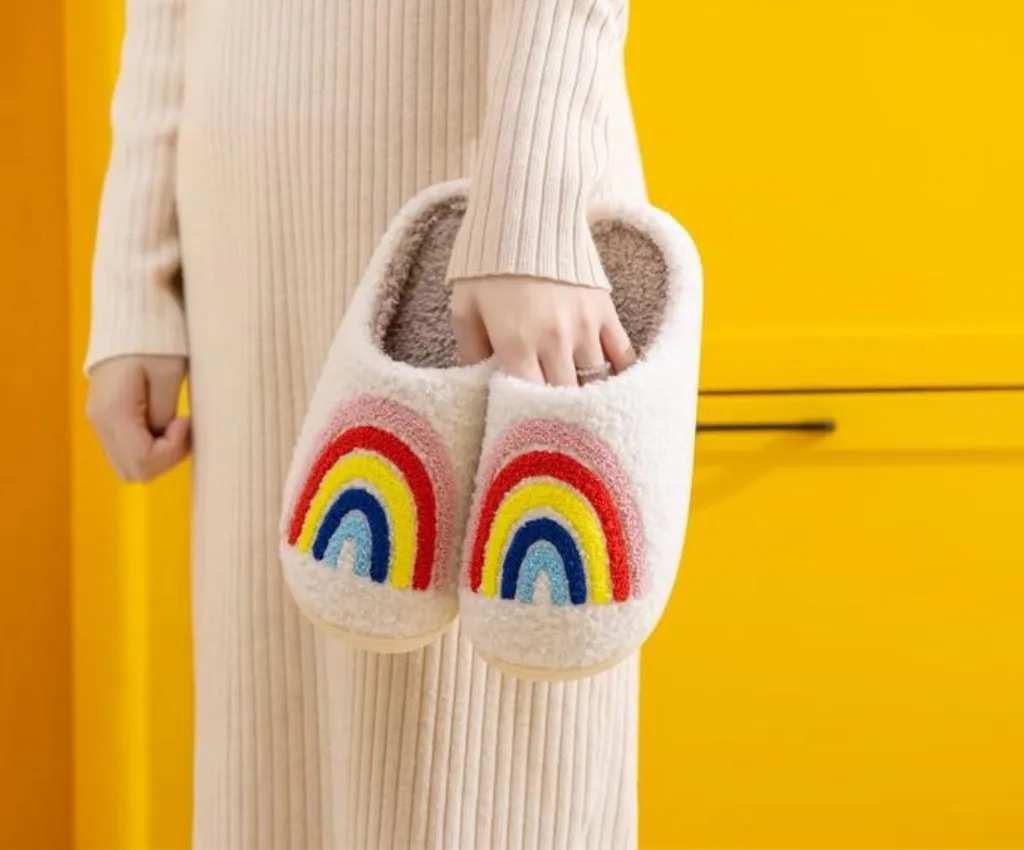 Rainbow Fluffy House Slipper