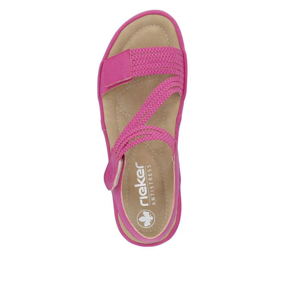 Rieker 64870-31 Ladies Pink Touch Fastening Sandals