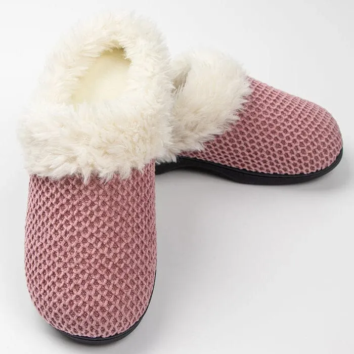 Roxoni Women's Fleece Trim Knit Sweater Furr Clog Slipper