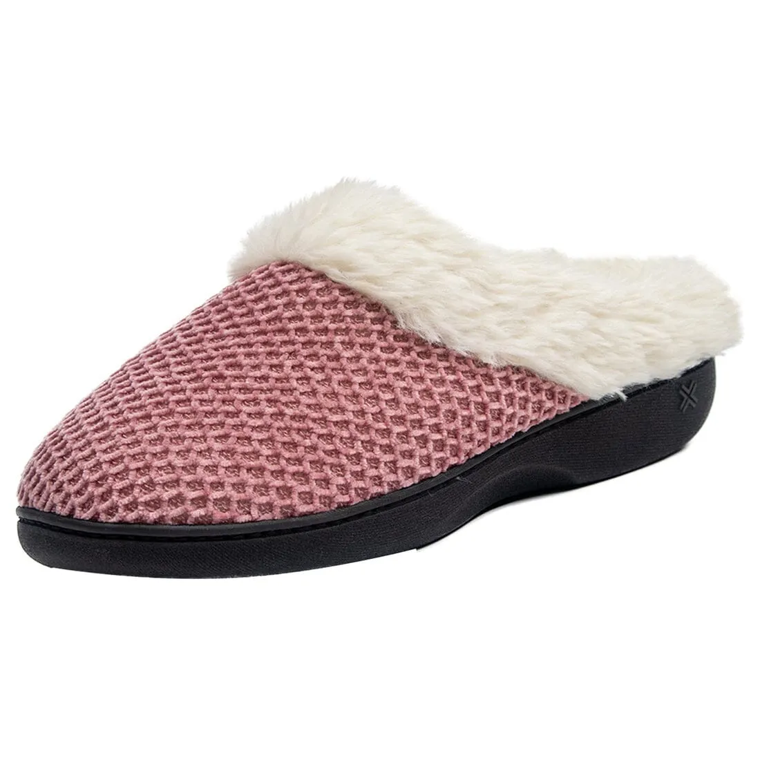 Roxoni Women's Fleece Trim Knit Sweater Furr Clog Slipper