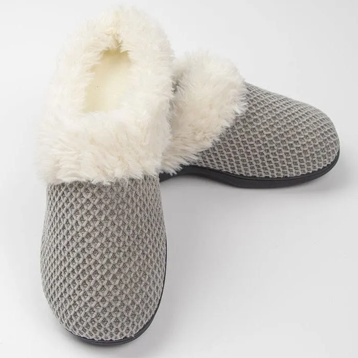 Roxoni Women's Fleece Trim Knit Sweater Furr Clog Slipper