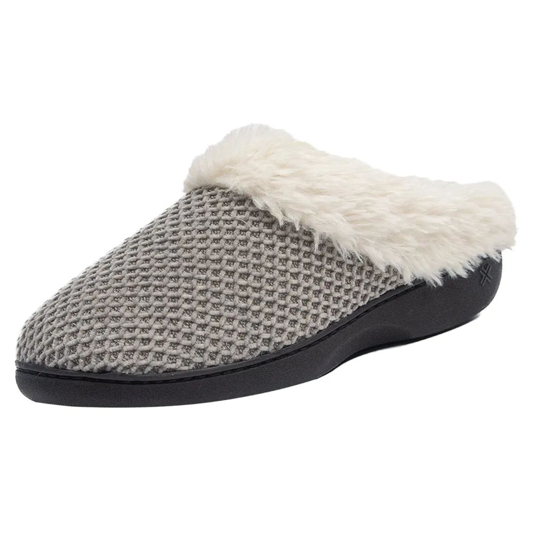 Roxoni Women's Fleece Trim Knit Sweater Furr Clog Slipper