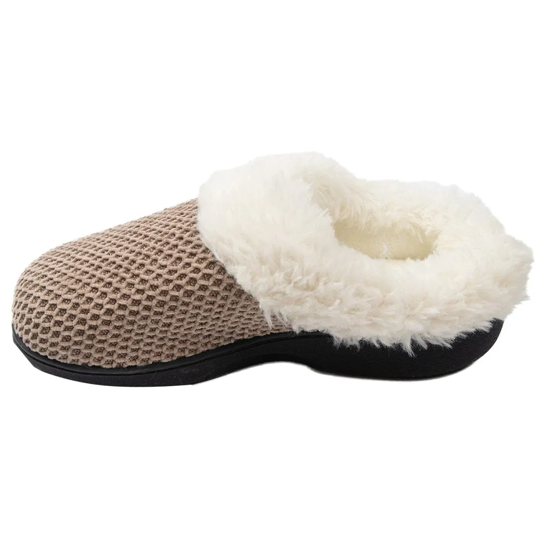 Roxoni Women's Fleece Trim Knit Sweater Furr Clog Slipper