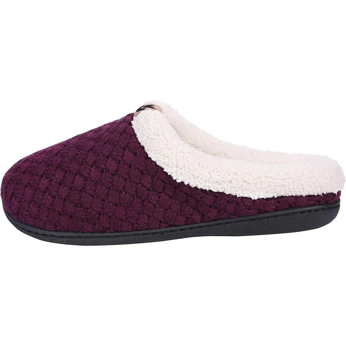 Roxoni Women's Slippers Cozy Fleece Warm Clog Knit Winter Ladies House Shoe Non-Slip