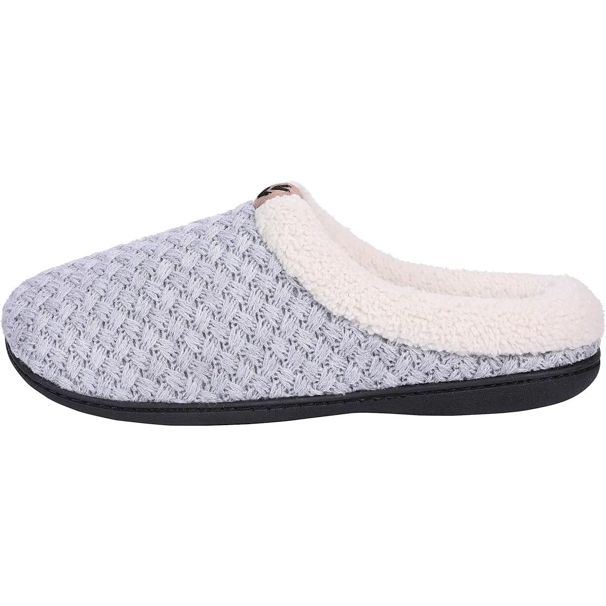 Roxoni Women's Slippers Cozy Fleece Warm Clog Knit Winter Ladies House Shoe Non-Slip