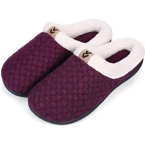 Roxoni Women's Slippers Cozy Fleece Warm Clog Knit Winter Ladies House Shoe Non-Slip