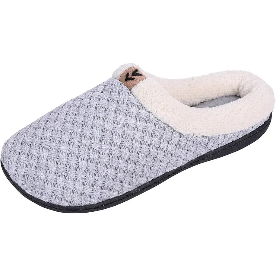 Roxoni Women's Slippers Cozy Fleece Warm Clog Knit Winter Ladies House Shoe Non-Slip