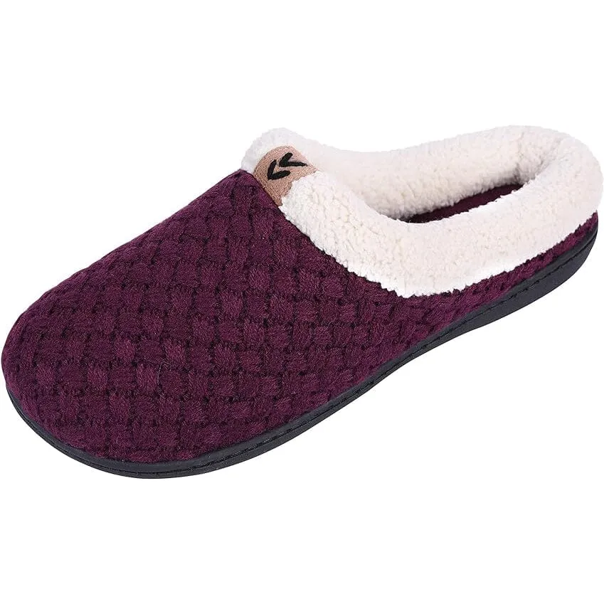 Roxoni Women's Slippers Cozy Fleece Warm Clog Knit Winter Ladies House Shoe Non-Slip