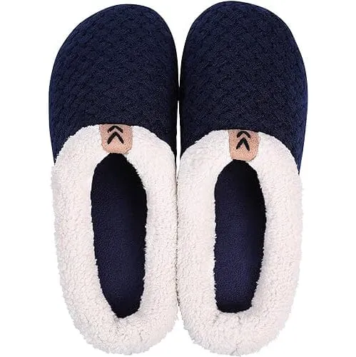 Roxoni Women's Slippers Cozy Fleece Warm Clog Knit Winter Ladies House Shoe Non-Slip