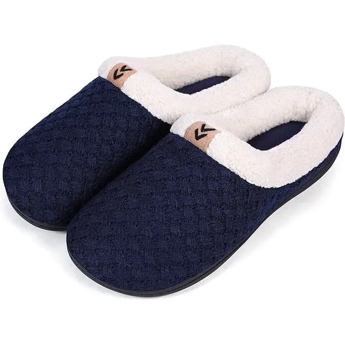 Roxoni Women's Slippers Cozy Fleece Warm Clog Knit Winter Ladies House Shoe Non-Slip