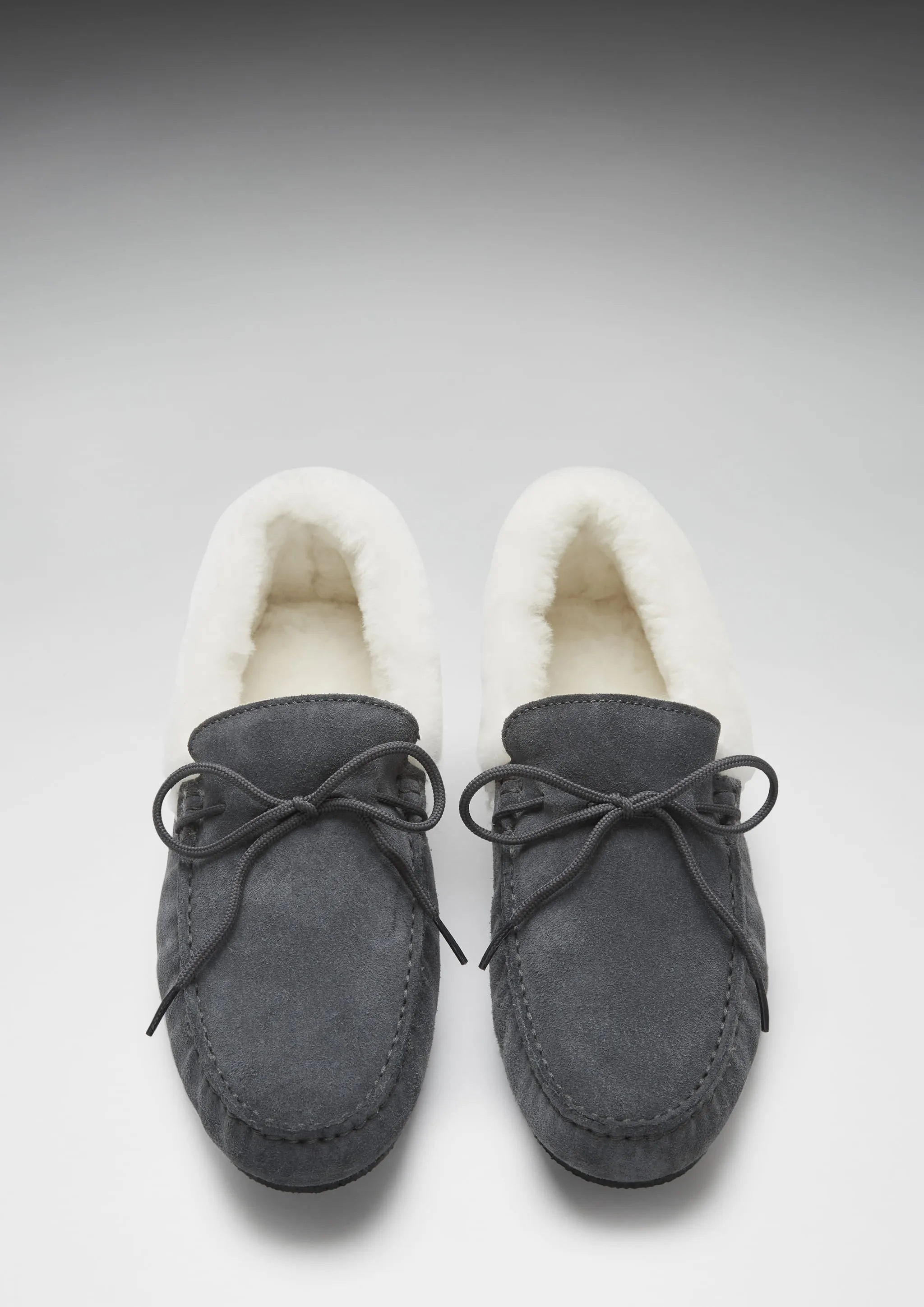 Slippers, sheepskin, slate grey suede