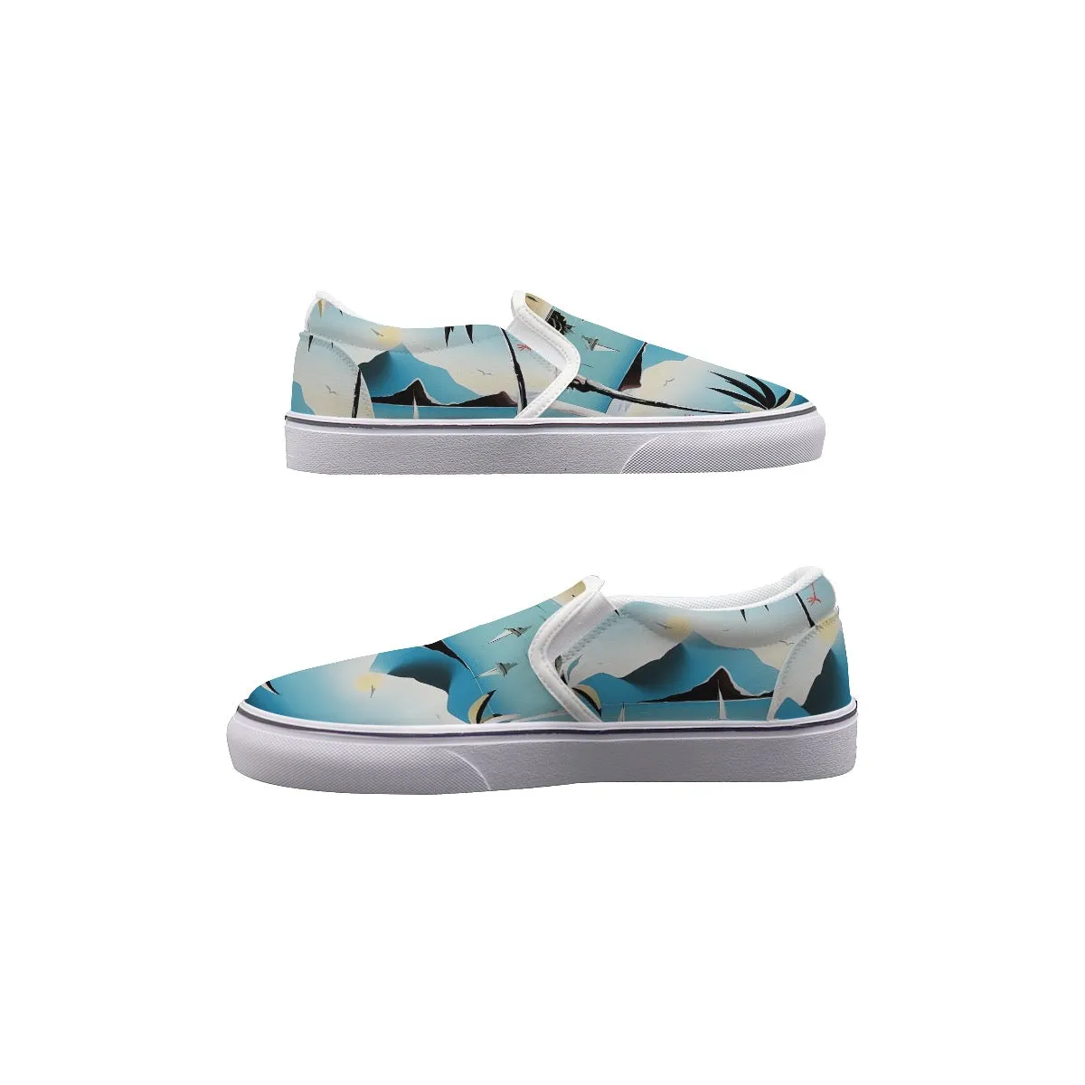 So#22 Men's Slip On Sneakers, blue abstract