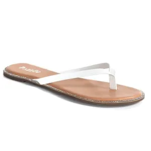 Sparkle Darling Narrow Strap Flip Flops in White