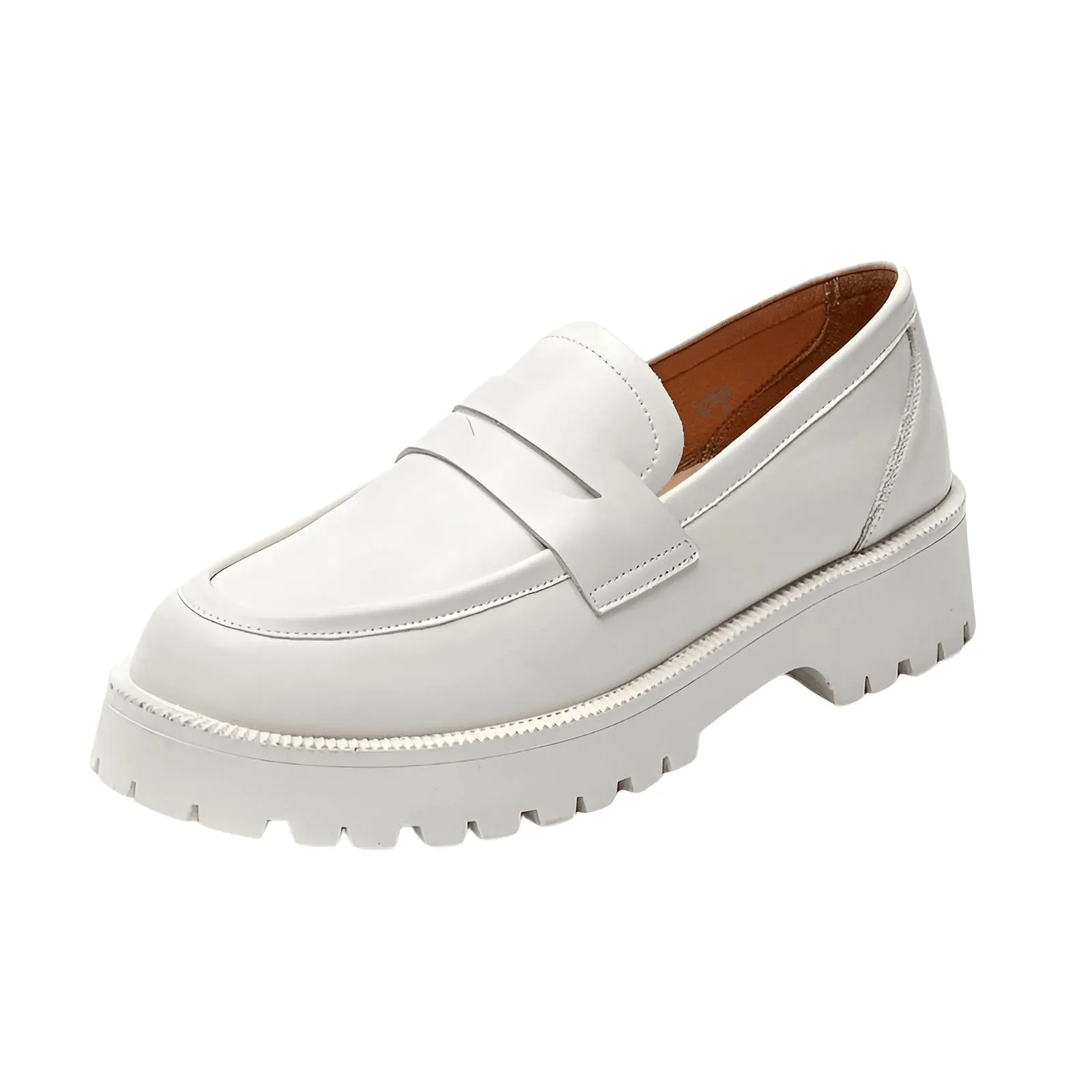 Spring Shoes Women's Loafers Thick-Soled Casual College Style In Genuine Leather