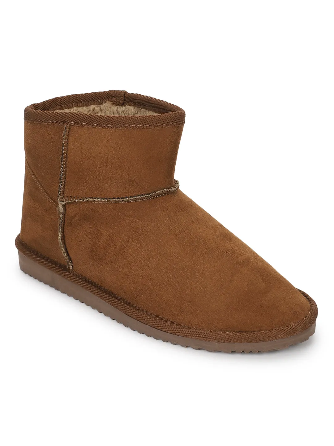 Tan Micro Flat Snow Ankle Boots (TC-ST-1135-TAN)