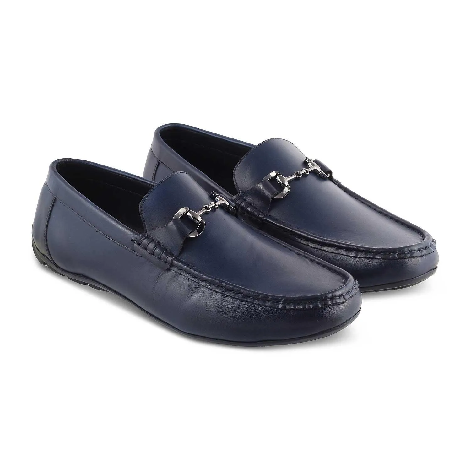 The Votterdam Navy Men's Leather Driving Loafers Tresmode