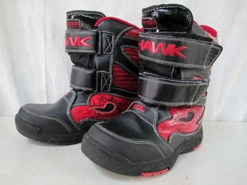 Toddler Kids TONY HAWK Insulated Waterproof Rain Snow Boots Winter 1 BLACK RED