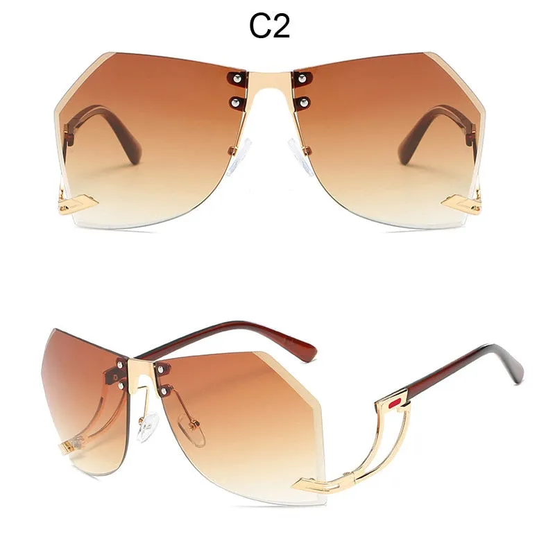 Trendy Rimless Frame Oversized Sunglassess