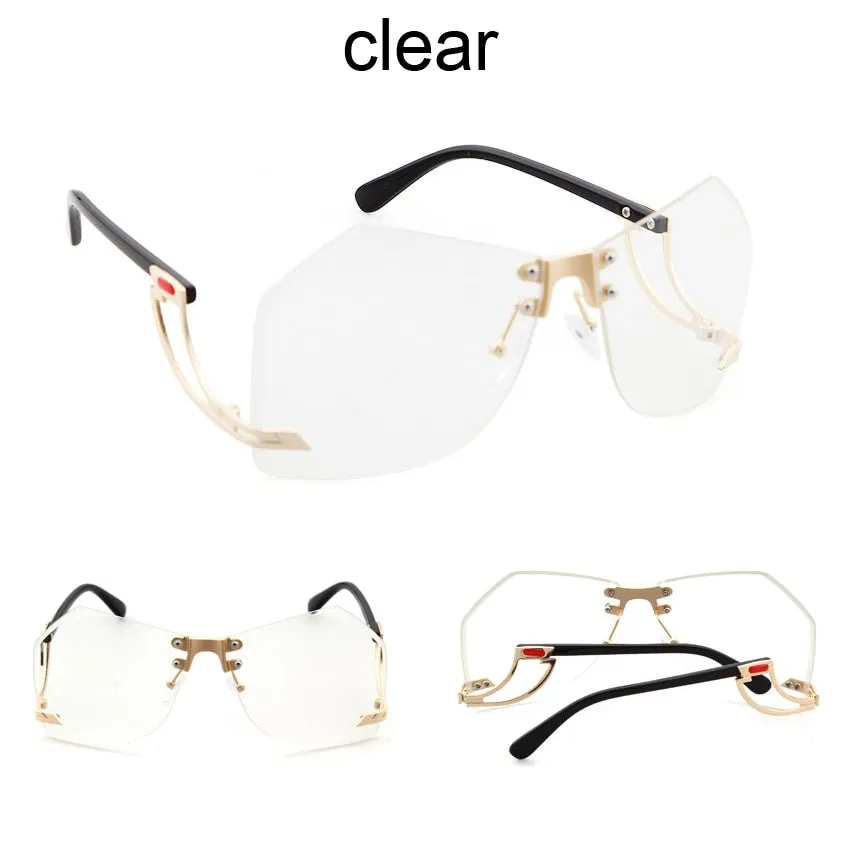 Trendy Rimless Frame Oversized Sunglassess