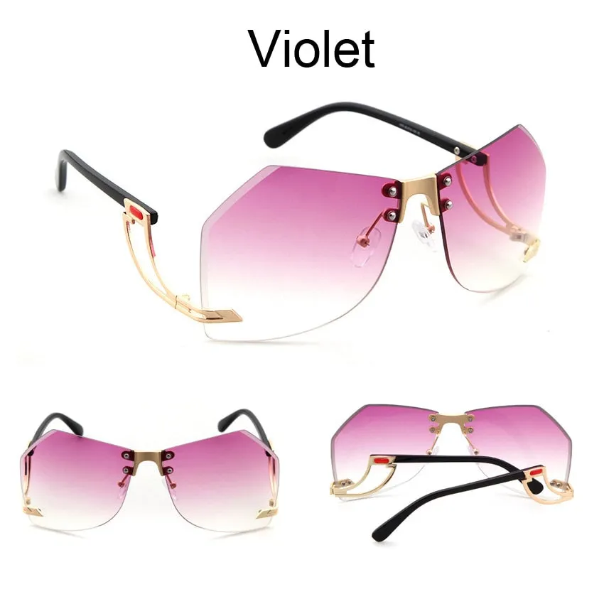 Trendy Rimless Frame Oversized Sunglassess