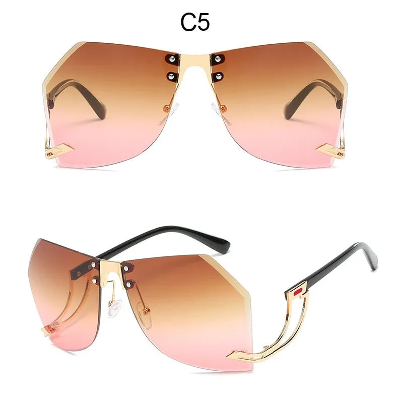 Trendy Rimless Frame Oversized Sunglassess