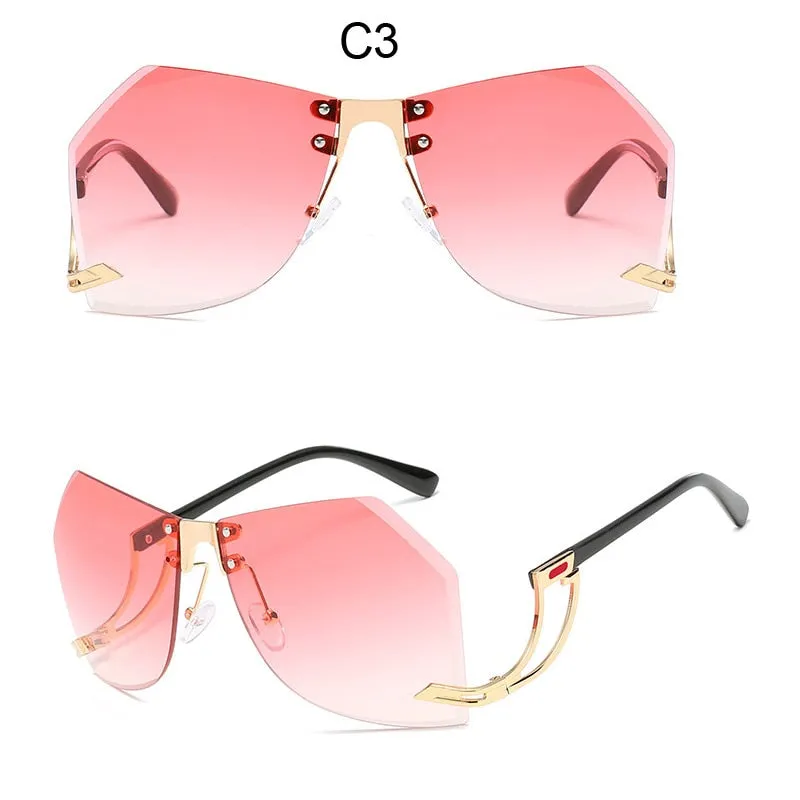 Trendy Rimless Frame Oversized Sunglassess