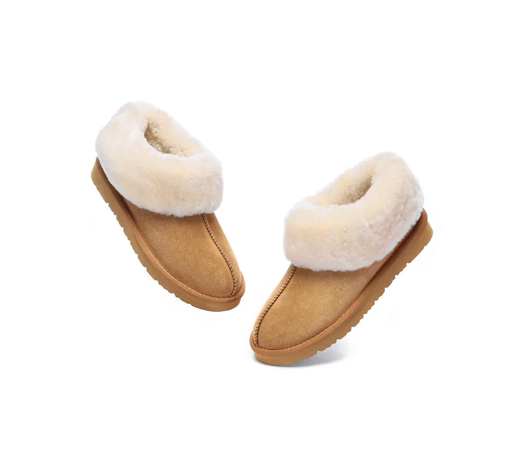 UGG Sheepskin Wool Suede Ankle Slippers Homey