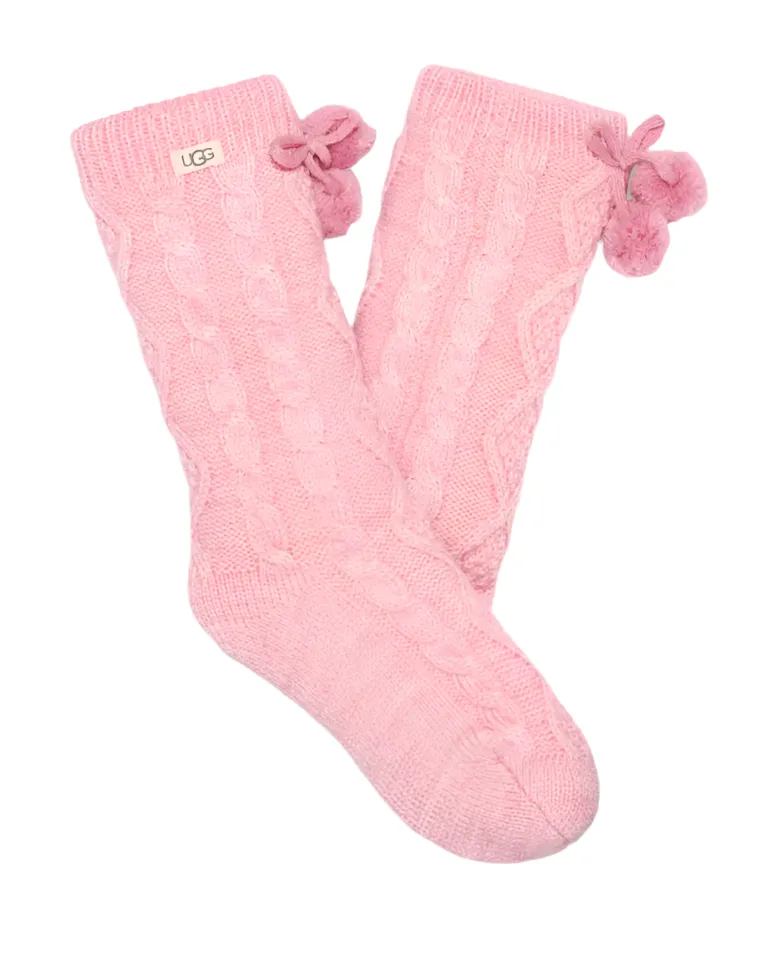 UGG Womens Pom Pom Fleece Lined Crew Socks