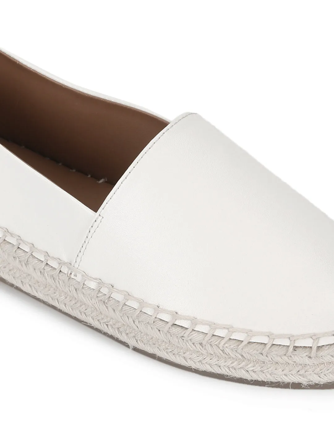 White PU Slip On Espadrilles