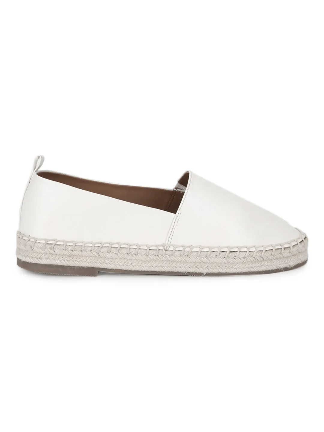 White PU Slip On Espadrilles