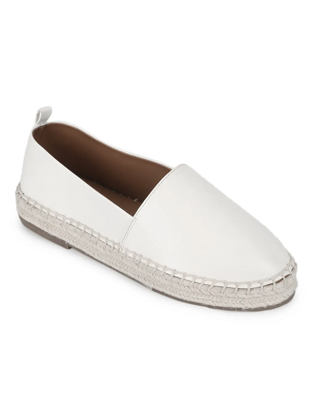 White PU Slip On Espadrilles