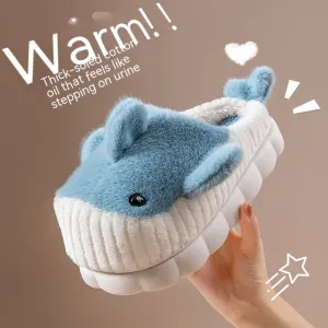 Winter Cute Shark Shoes Women Thick Sole Warm Plush Home Fluffy Slippers Outdoor Garden Indoor Floor House Shoes Dropshipping