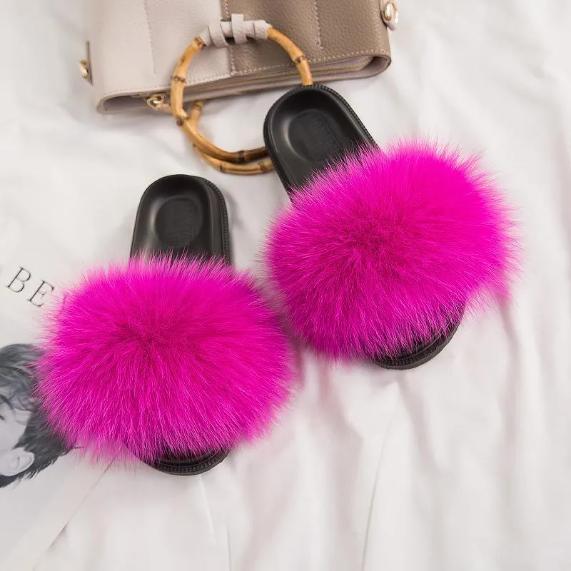 Women Indoor Fuzzy Slide Sandals Summer Slippers