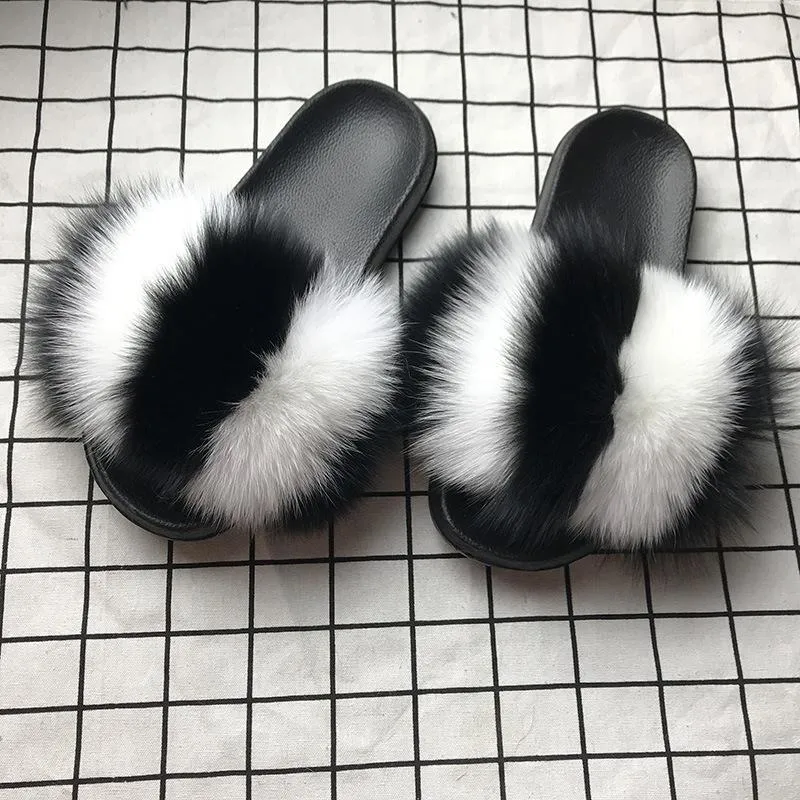 Women Indoor Fuzzy Slide Sandals Summer Slippers