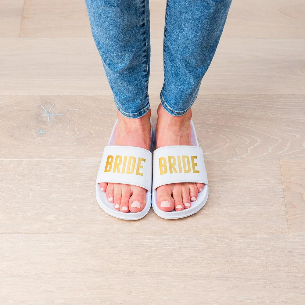 WOMEN'S BRIDAL PARTY SLIDE SANDALS - BRIDE