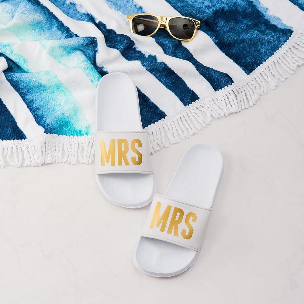 WOMEN'S BRIDAL PARTY SLIDE SANDALS - MRS