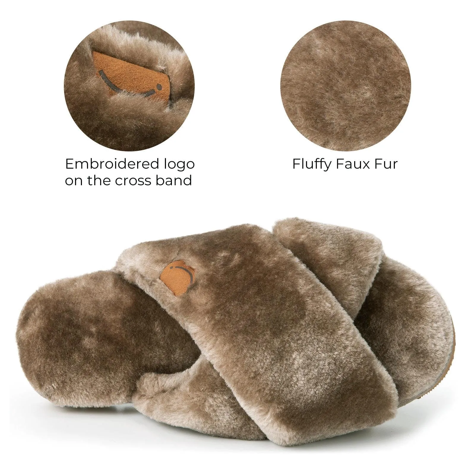 Women's Fluffy Faux Fur Cross Band Open-toe Slippers