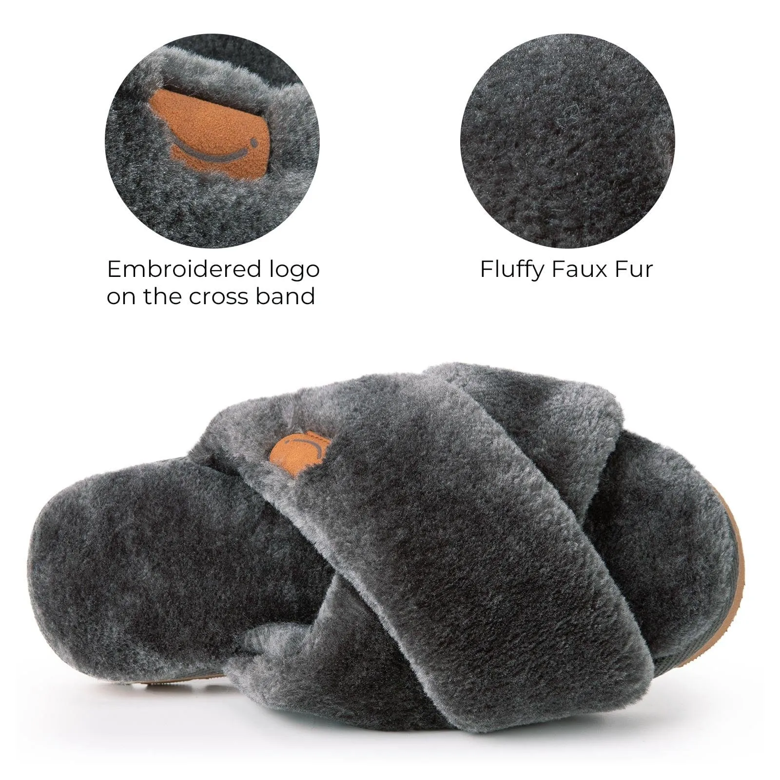 Women's Fluffy Faux Fur Cross Band Open-toe Slippers