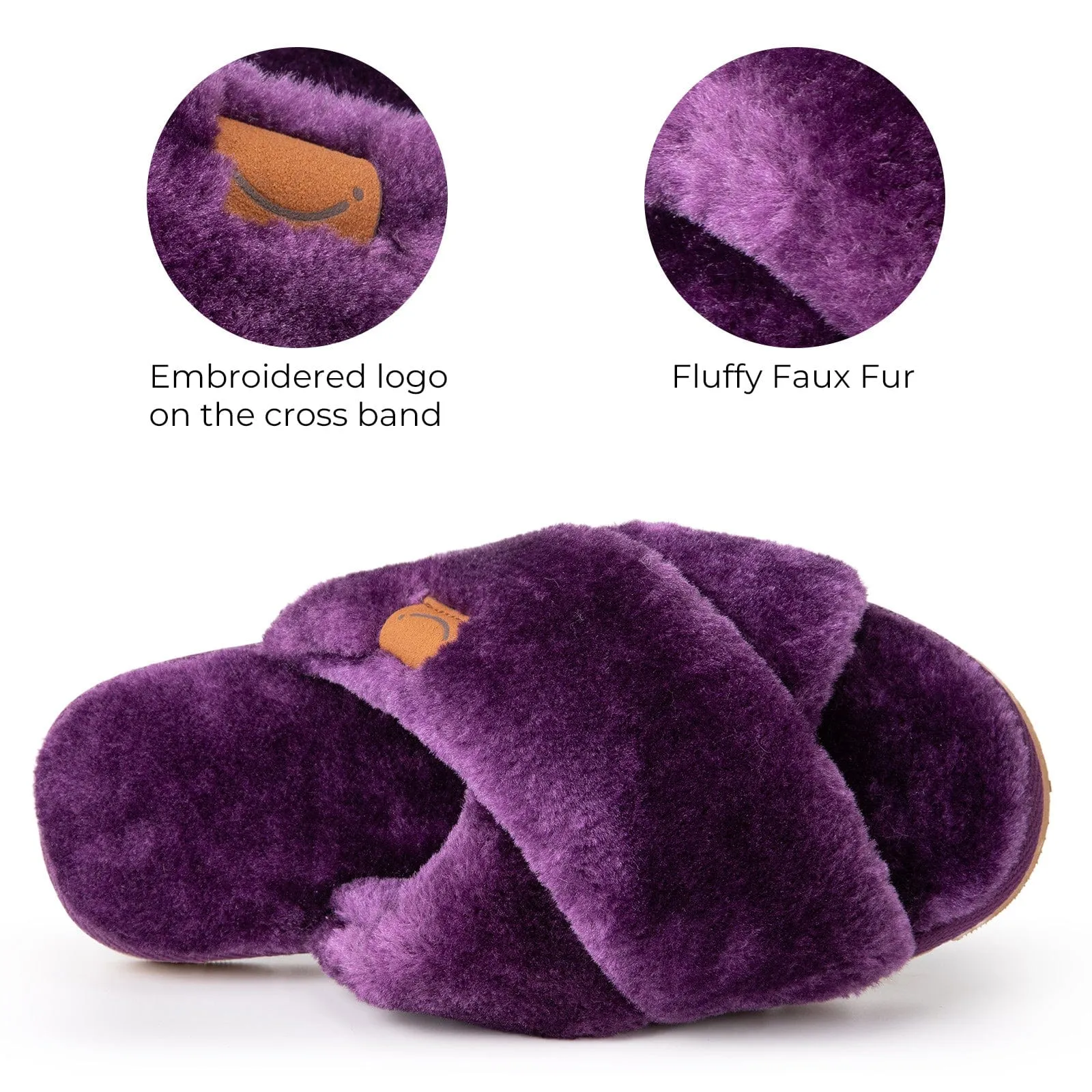 Women's Fluffy Faux Fur Cross Band Open-toe Slippers