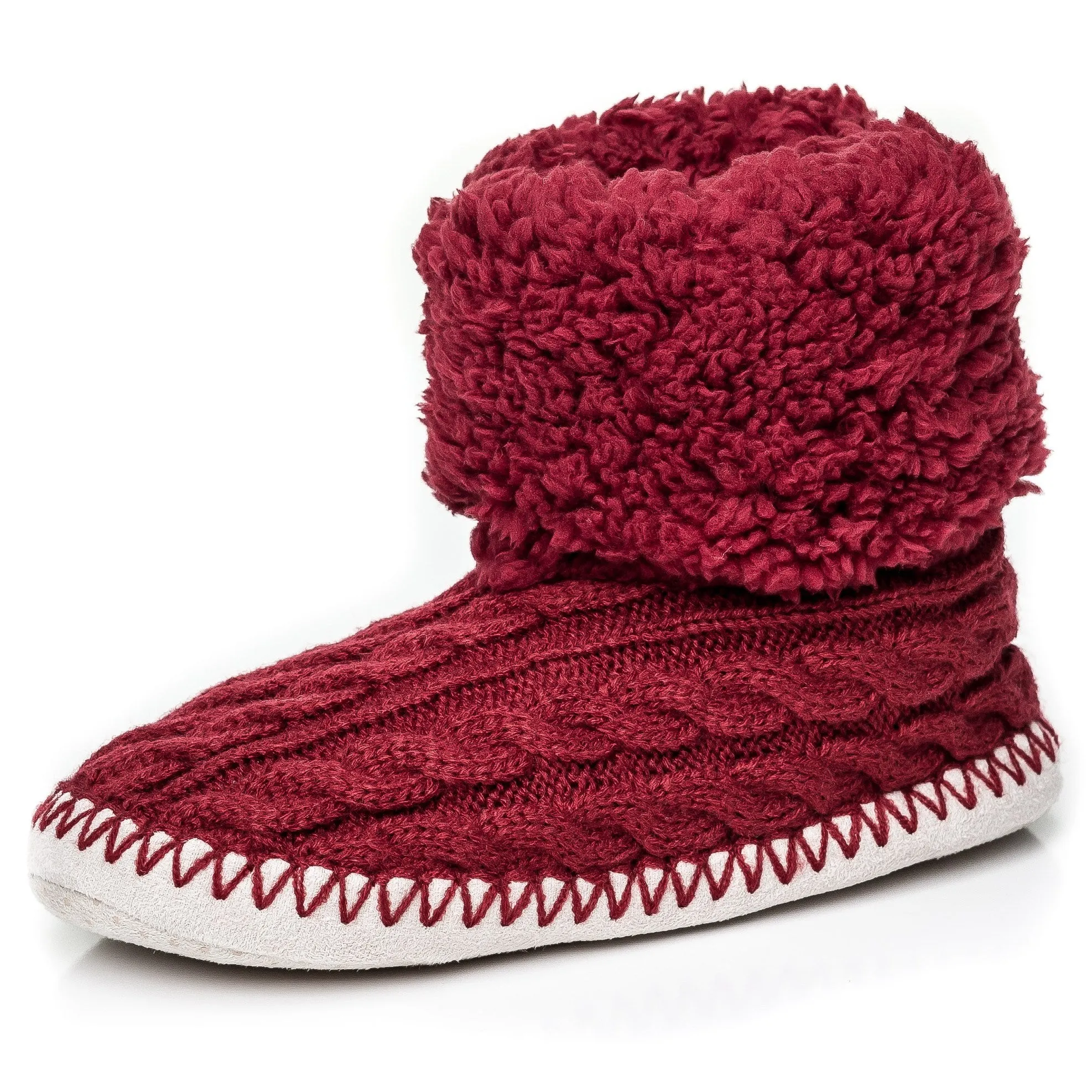 Women's Fuzzy Delight Cable Knit Indoor Short Boot Slippers