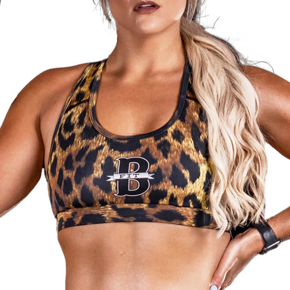 Women's Leopard Print Racerback Sports Bra