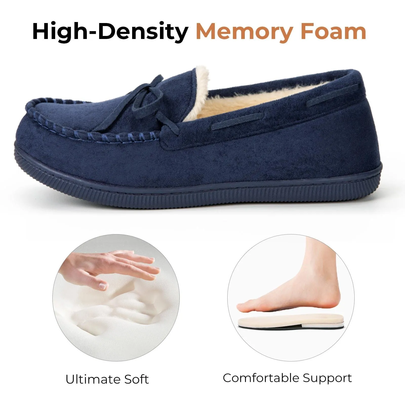 Women's Moccasin Slippers Warm Fluffy Memory Foam House Shoes