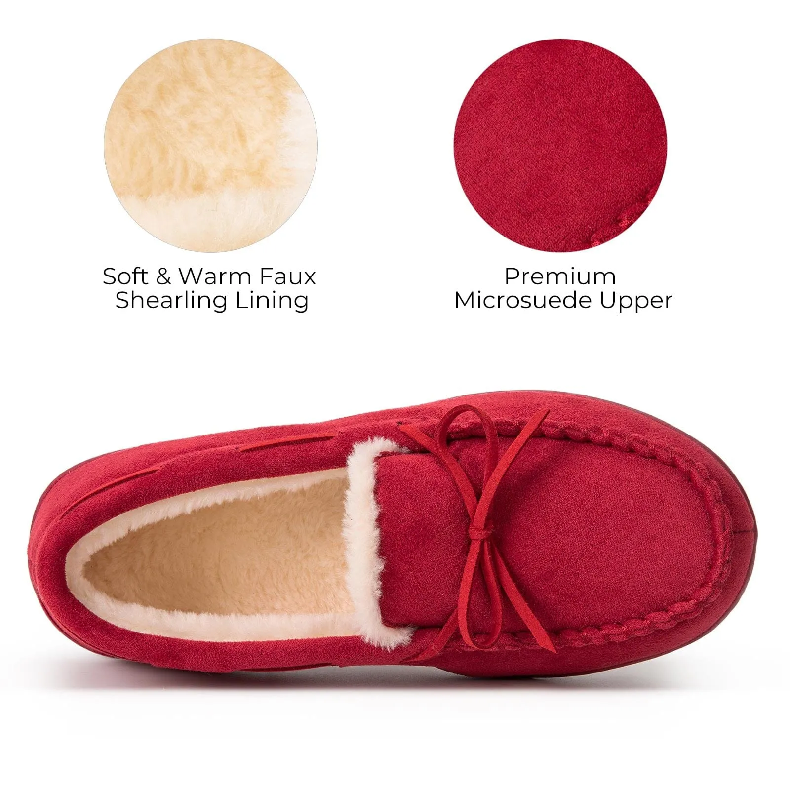 Women's Moccasin Slippers Warm Fluffy Memory Foam House Shoes