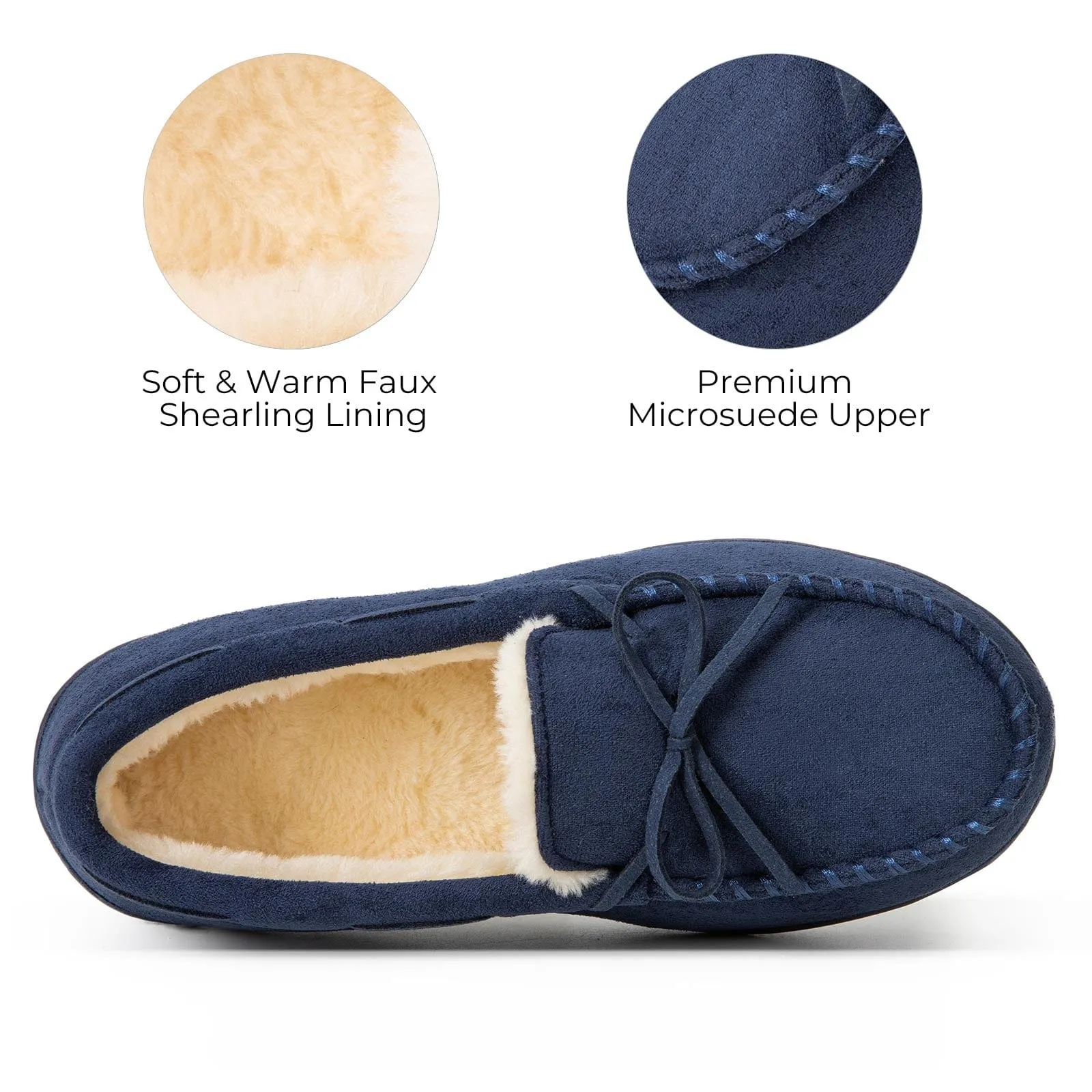 Women's Moccasin Slippers Warm Fluffy Memory Foam House Shoes